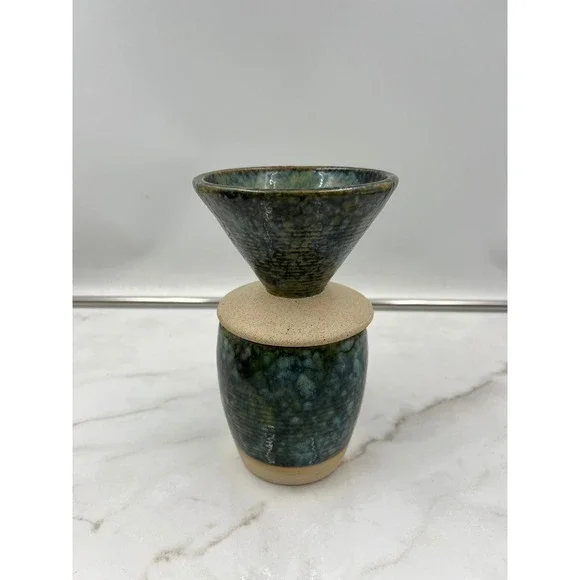 Urban Outfitters UO Home Mushroom Pour Over Coffee Mug Set Teal Green Ceramic